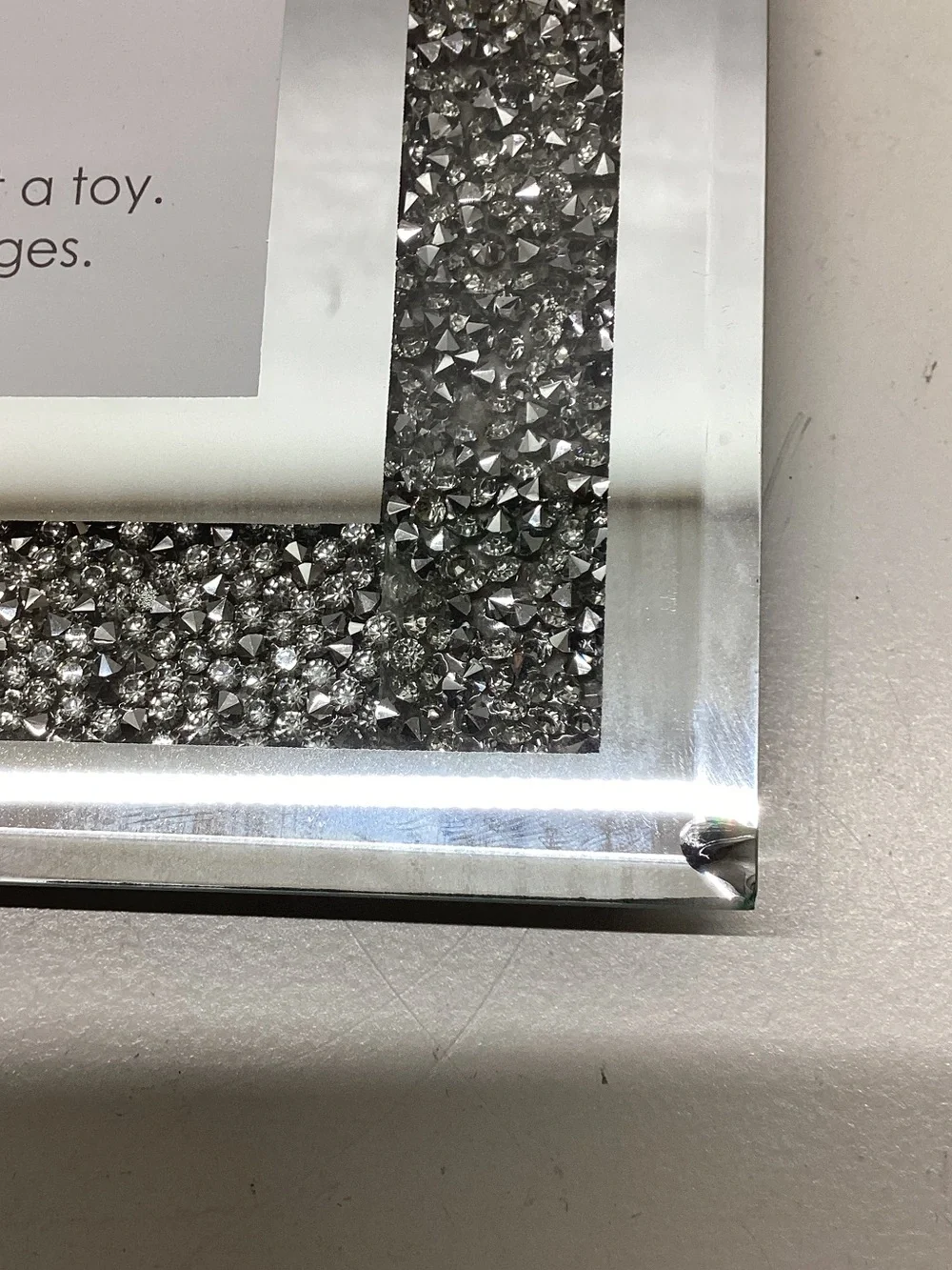 NIB Sparkle Mirrored 5x7 Photo Frame - Silver Glitter